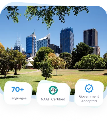 Australian city skyline representing nationwide translation services